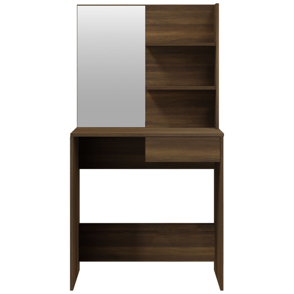 vidaXL barna tölgyszínű fésülködőasztal tükörrel 74,5 x 40 x 141 cm