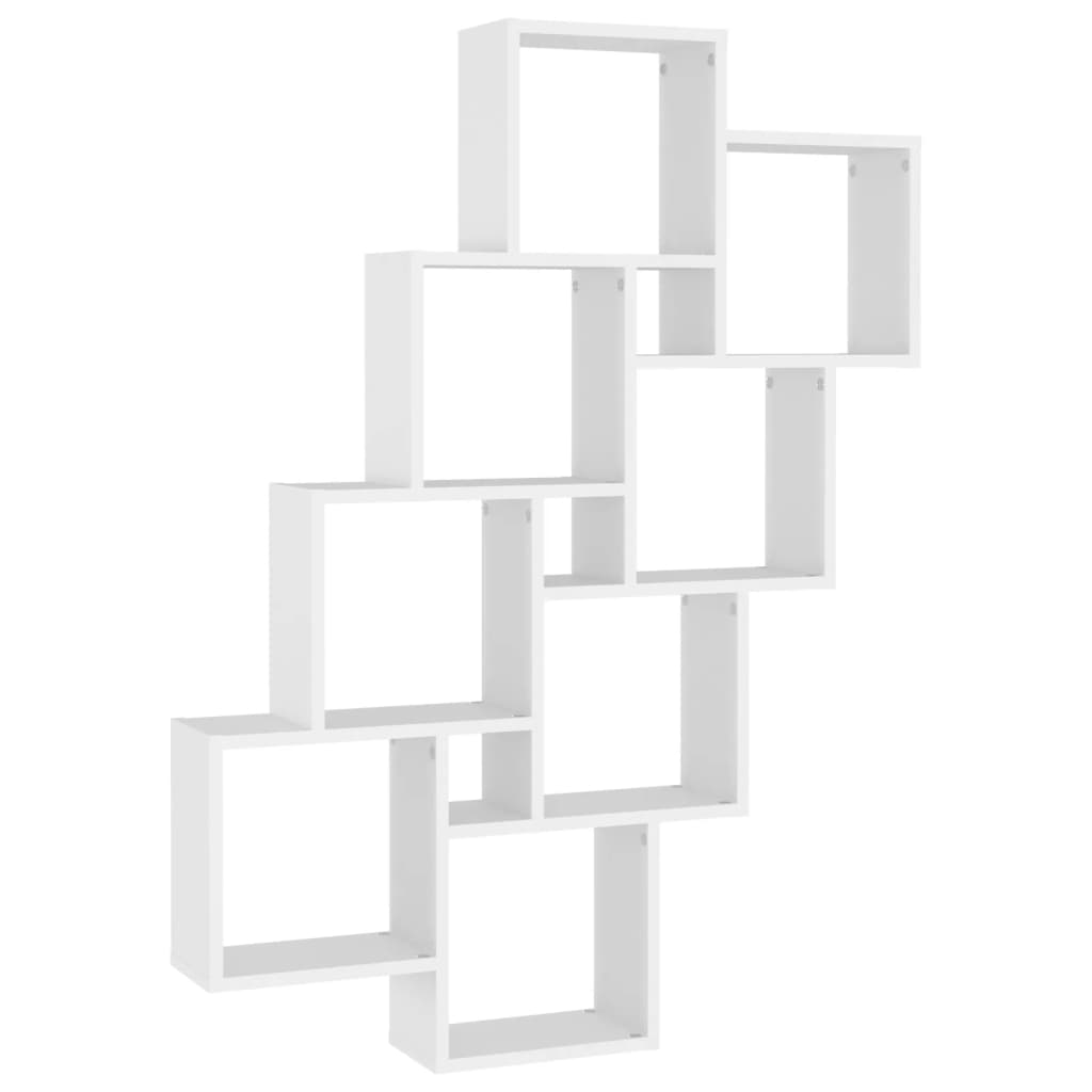 vidaXL fehér forgácslap fali kockapolc 90 x 15 x 119 cm