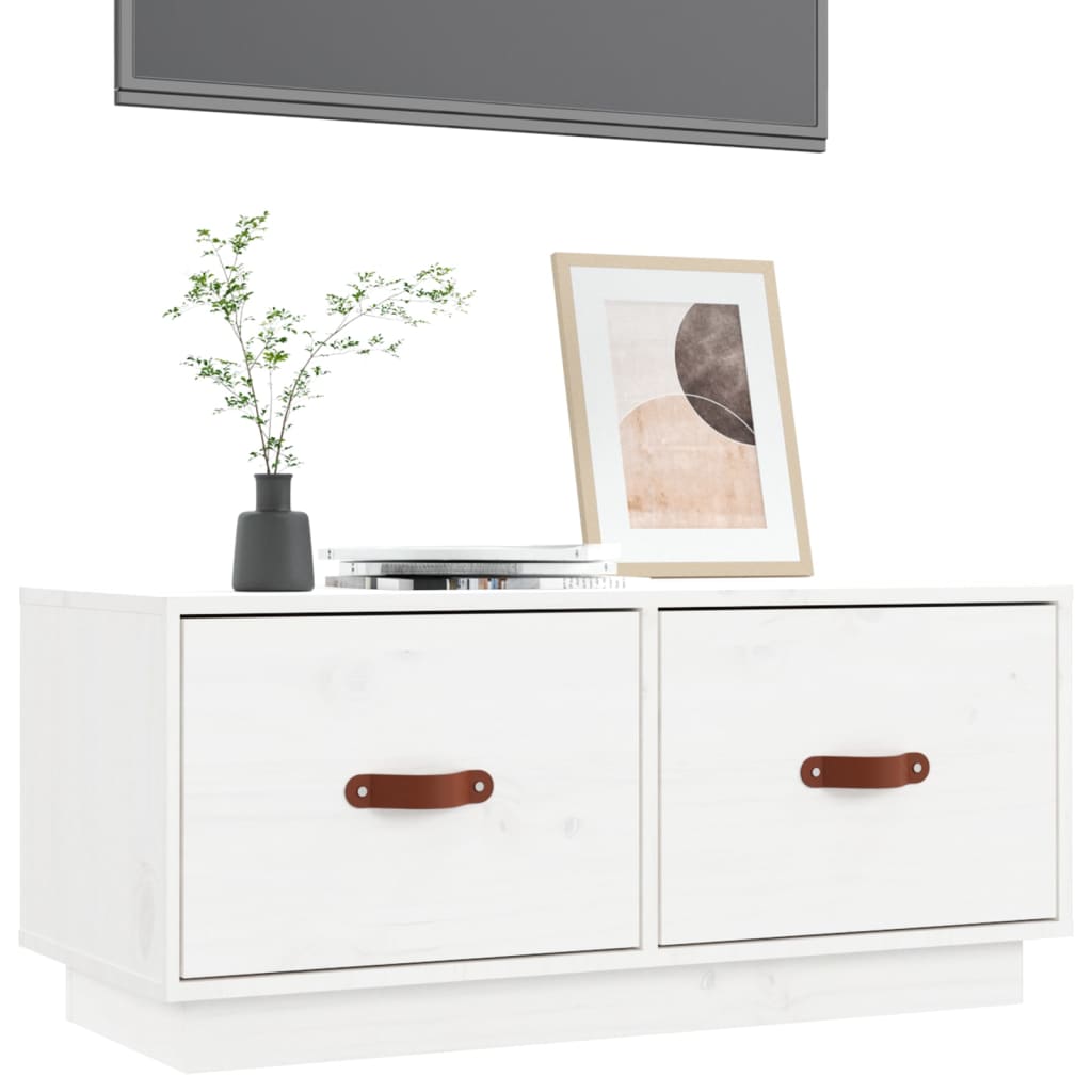vidaXL fehér tömör fenyőfa TV-szekrény 80 x 34 x 35 cm