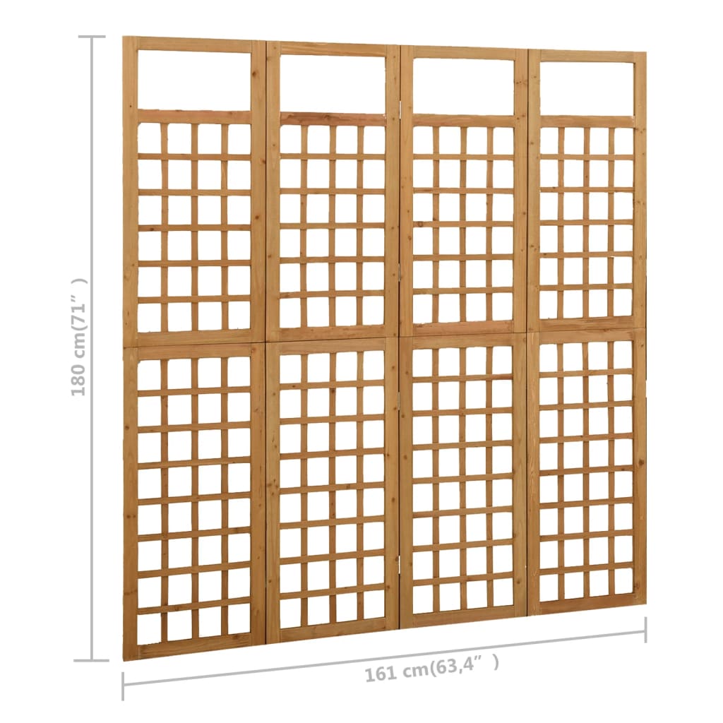 vidaXL 4 paneles tömör fenyőfa térelválasztó/lugasrács 161 x 180 cm