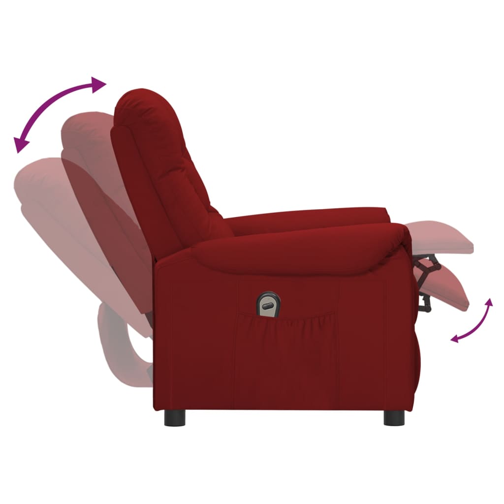 vidaXL bordó műbőr elektromos dönthető fotel