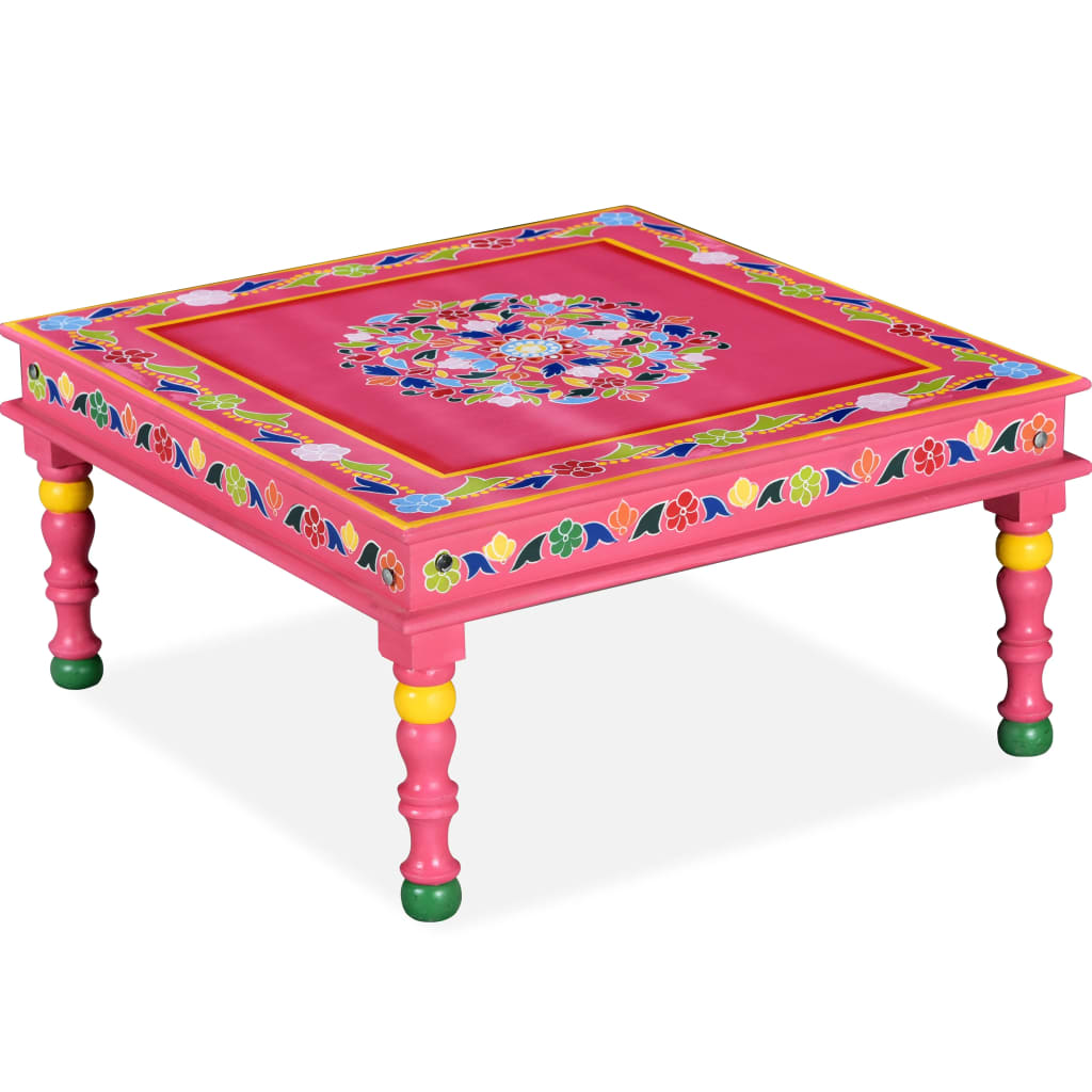 vidaXL rózsaszín, kézzel festett, tömör mangófa dohányzóasztal
