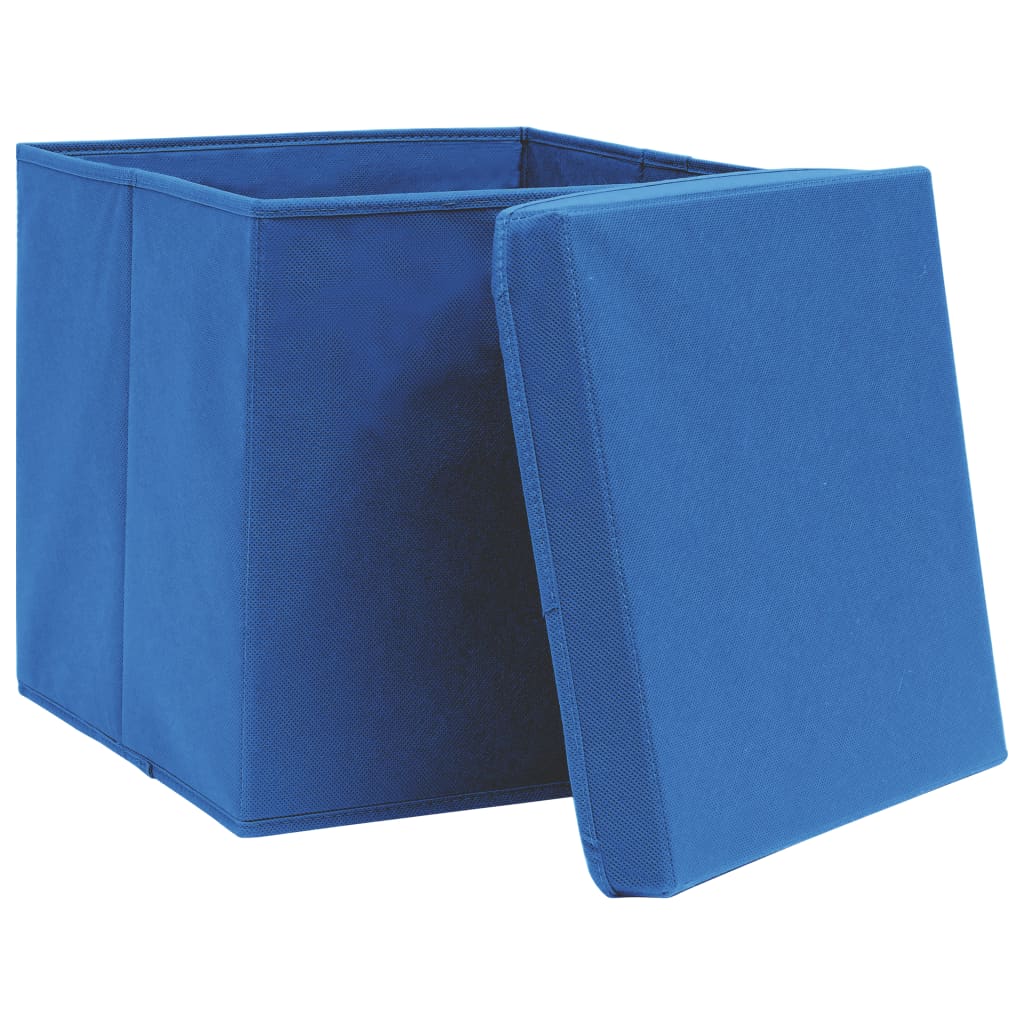 vidaXL 4 db kék fedeles tárolódoboz 28 x 28 x 28 cm
