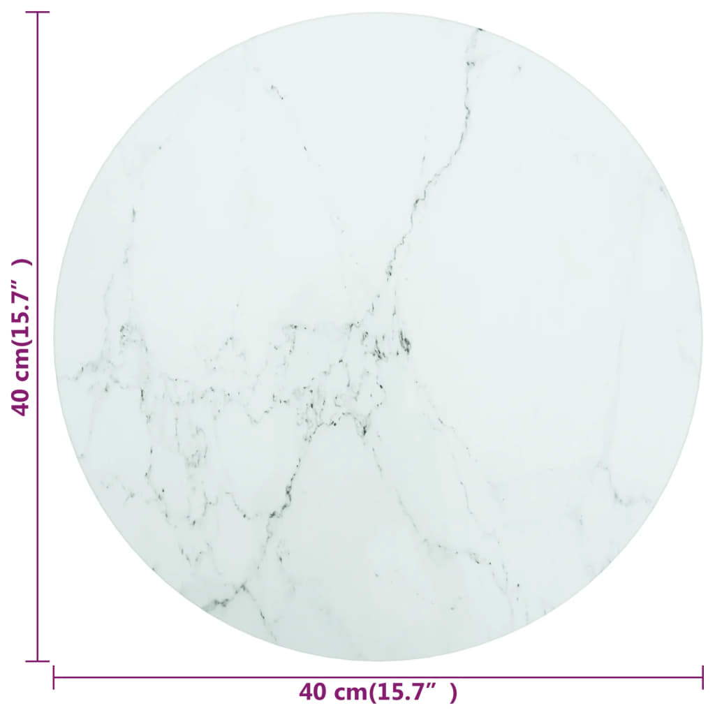 vidaXL fehér edzett üveg asztallap márványdizájnnal Ø40 x 0,8 cm