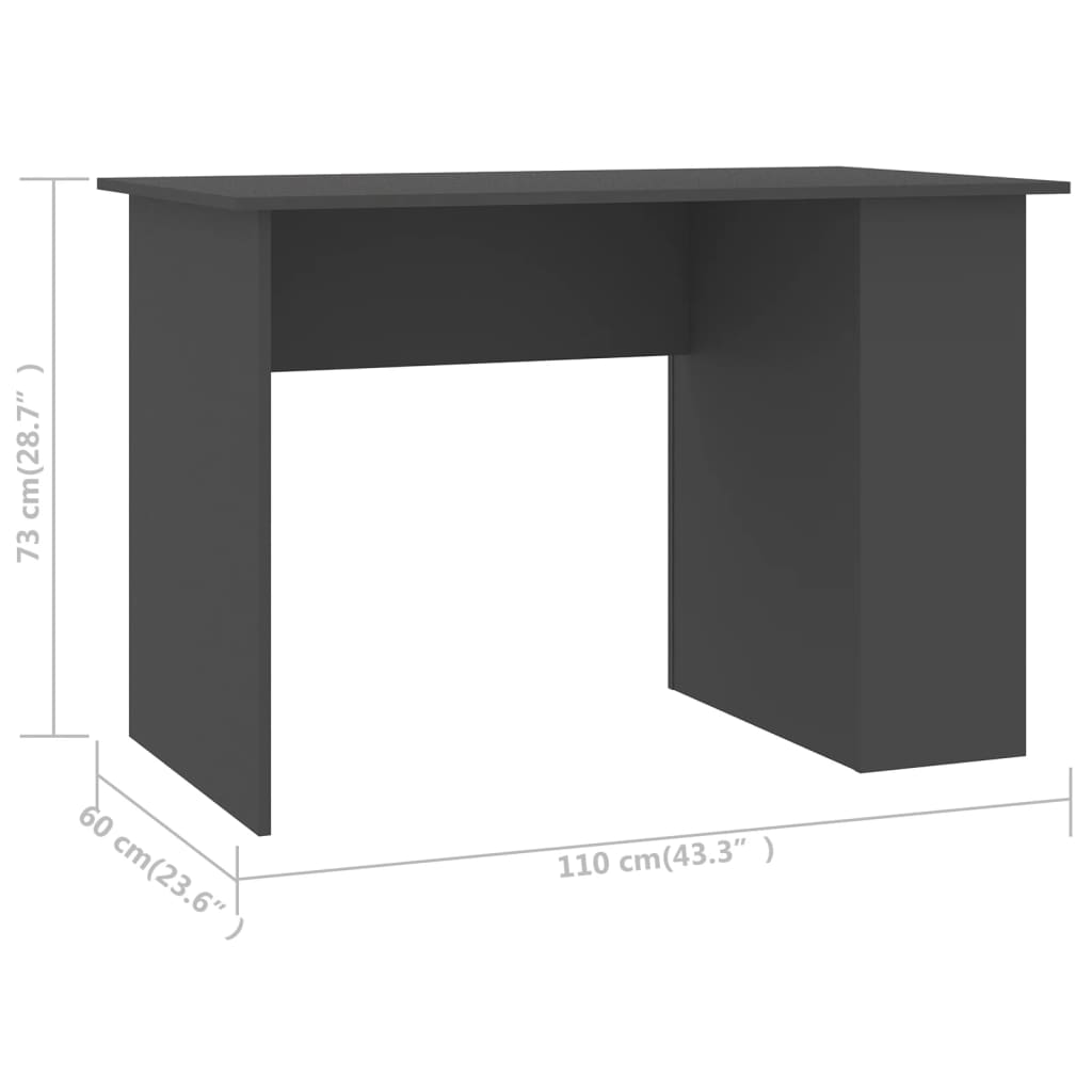 vidaXL szürke forgácslap íróasztal 110 x 60 x 73 cm