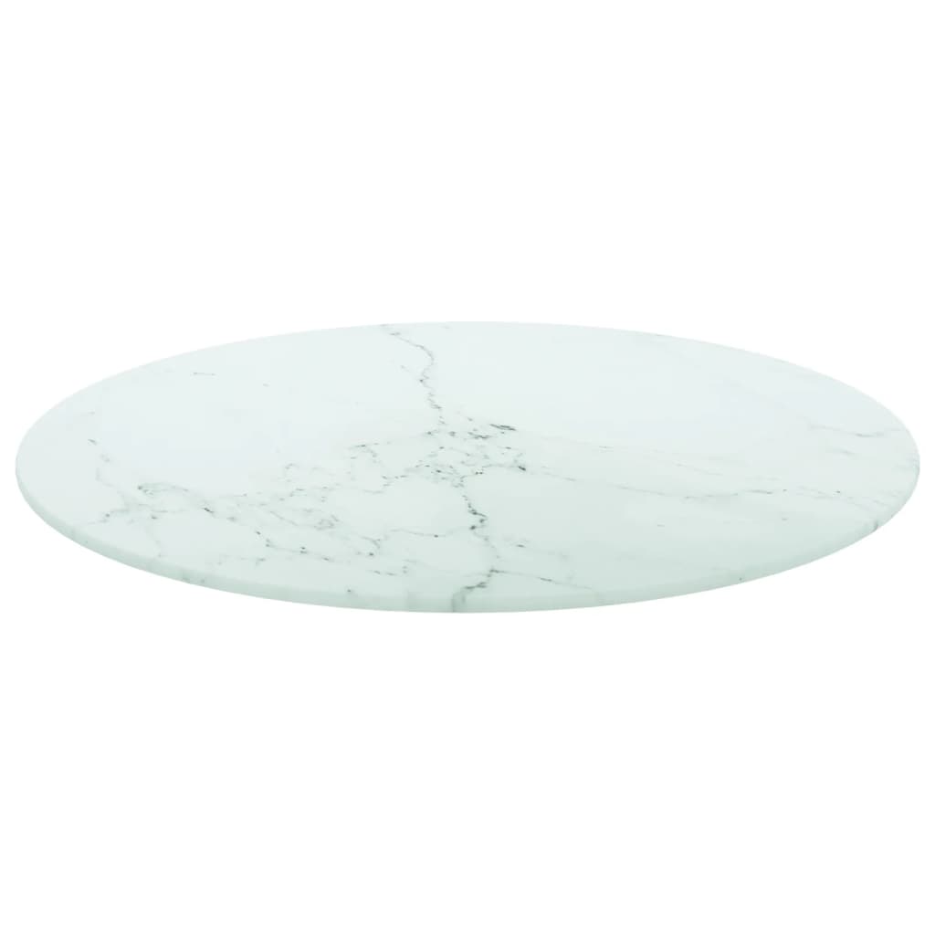 vidaXL fehér edzett üveg asztallap márványdizájnnal Ø50 x 0,8 cm