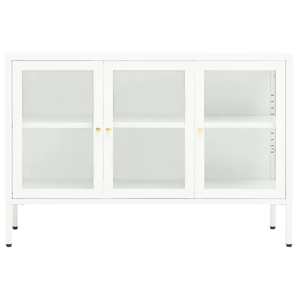 vidaXL fehér acél és üveg tálalószekrény 105 x 35 x 70 cm