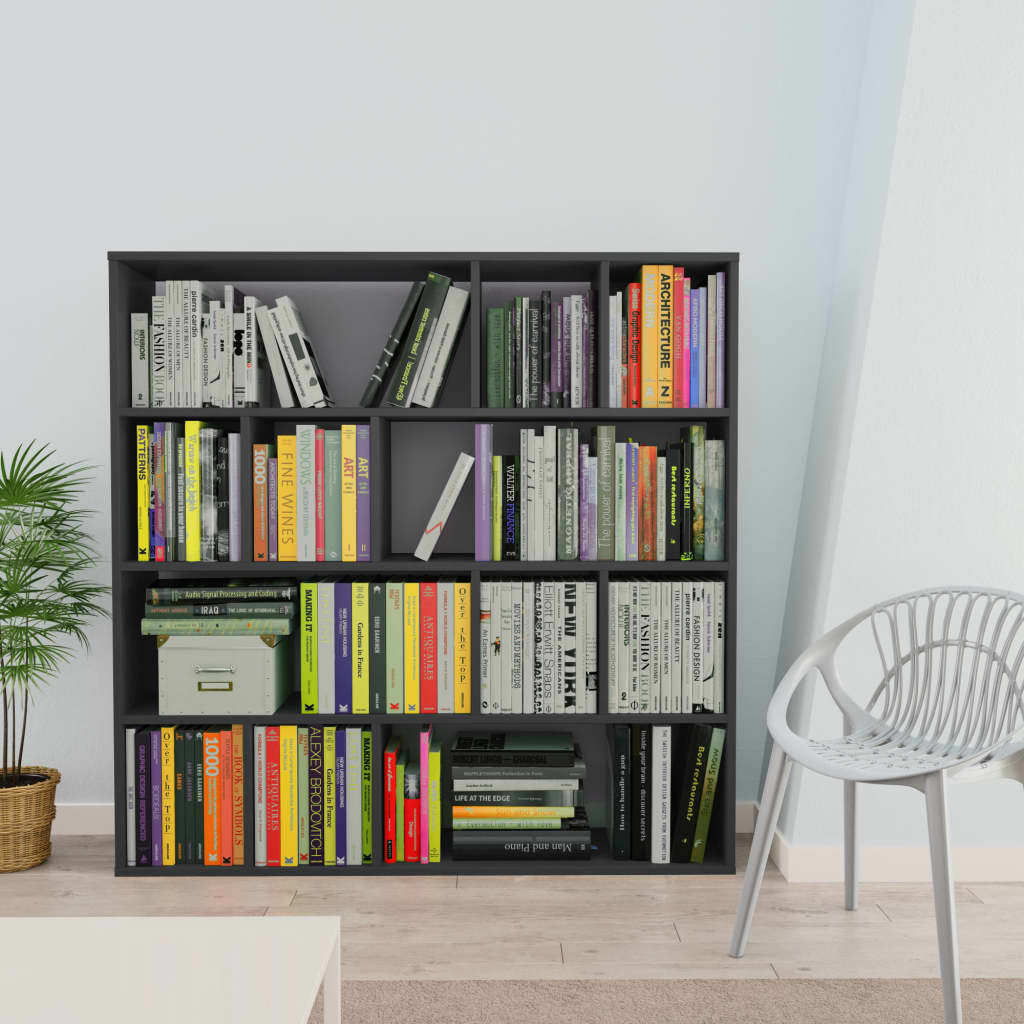 vidaXL szürke szerelt fa térelválasztó/könyvszekrény 110 x 24 x 110 cm