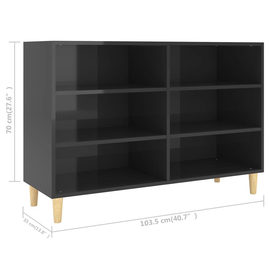 vidaXL magasfényű fekete forgácslap tálalószekrény 103,5 x 35 x 70 cm