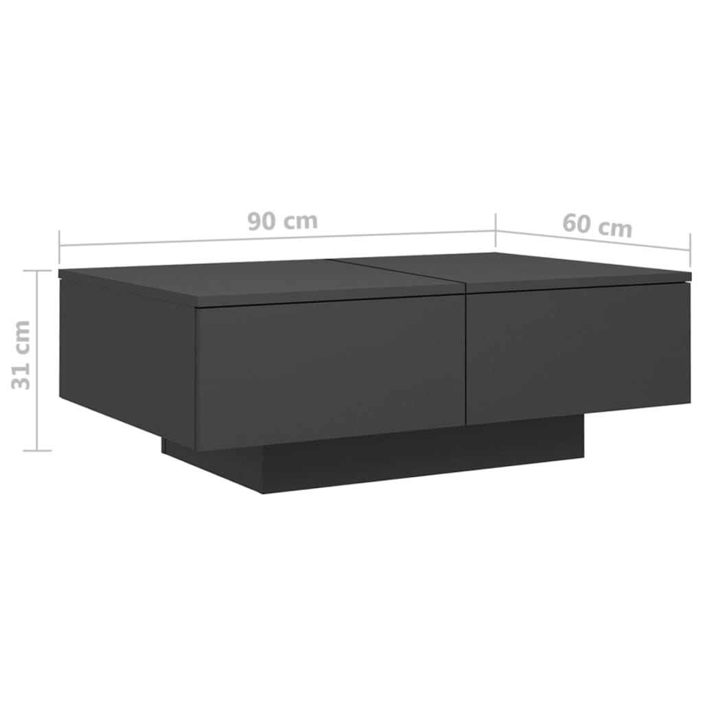 vidaXL szürke forgácslap dohányzóasztal 90 x 60 x 31 cm
