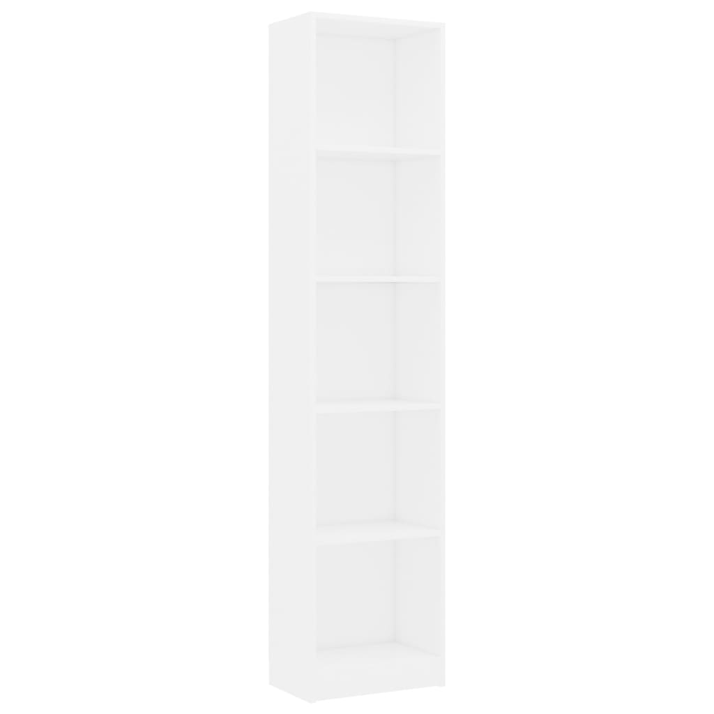 vidaXL 5-szintes fehér forgácslap könyvszekrény 40 x 24 x 175 cm
