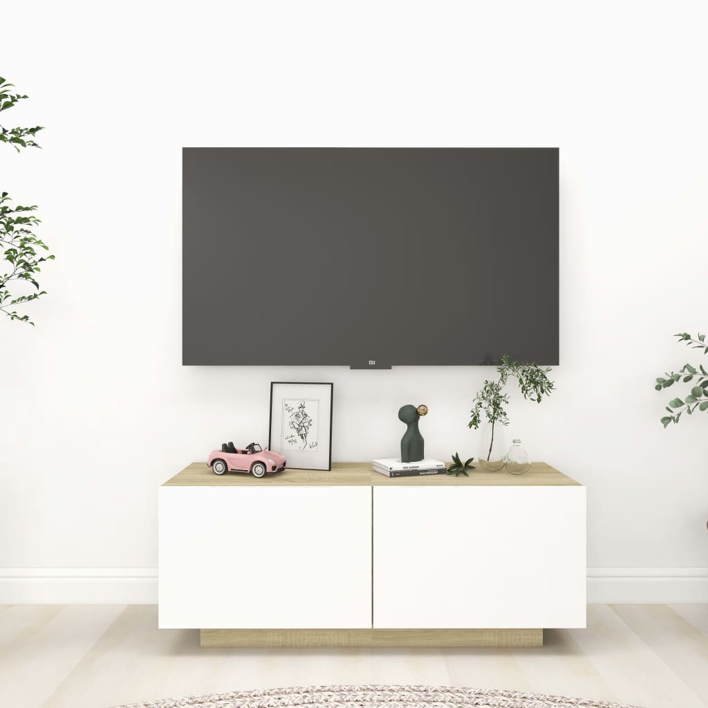 vidaXL fehér és sonoma tölgy színű TV-szekrény 100 x 35 x 40 cm