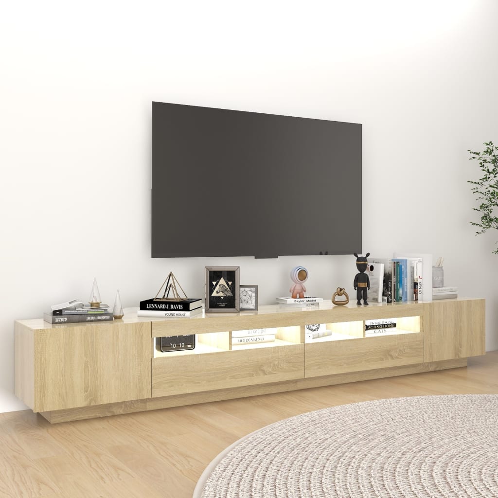 vidaXL sonoma-tölgy színű TV-szekrény LED-lámpákkal 260 x 35 x 40 cm