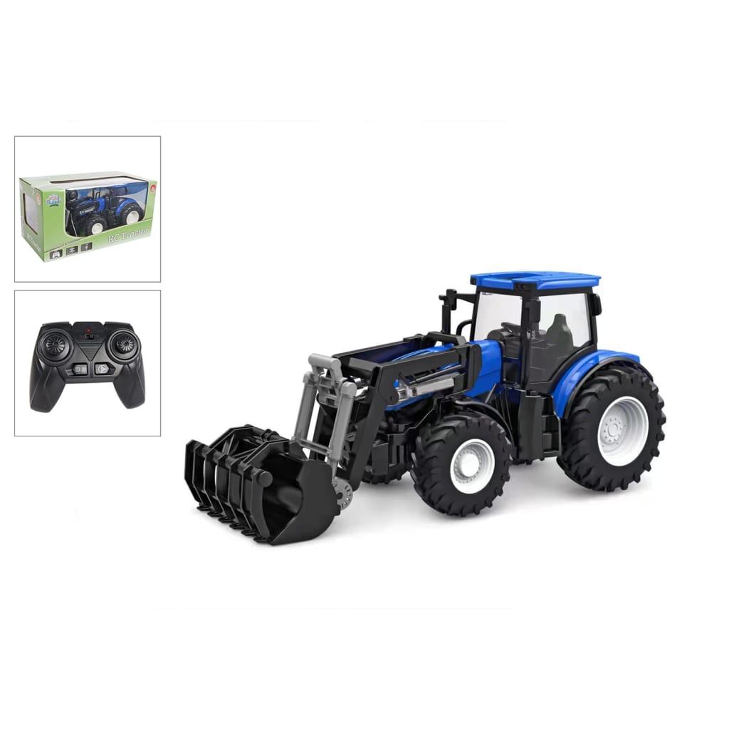 Kids Globe kék és fekete RC traktor 2,4 GHz 27 cm