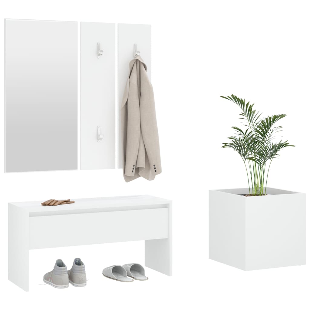 vidaXL fehér szerelt fa előszobabútor-szett