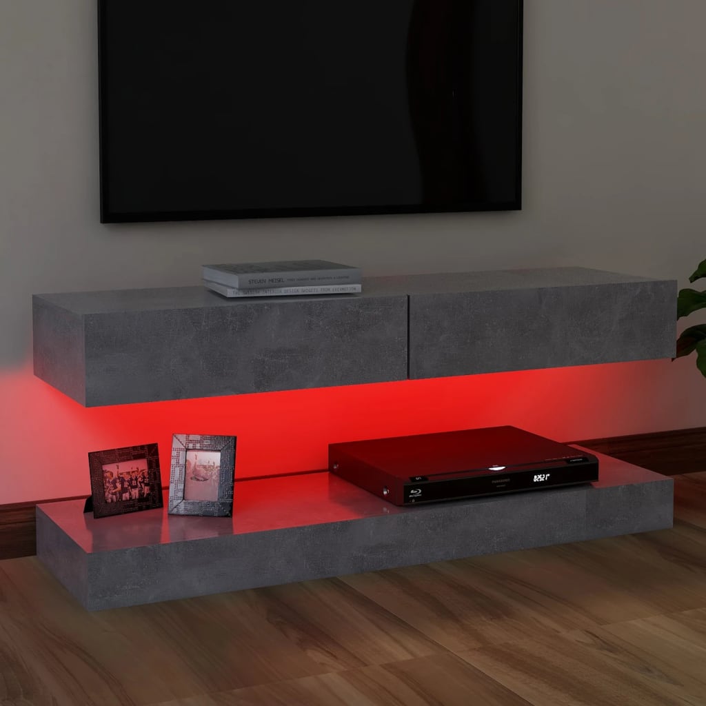 vidaXL betonszürke TV-szekrény LED lámpákkal 120 x 35 cm