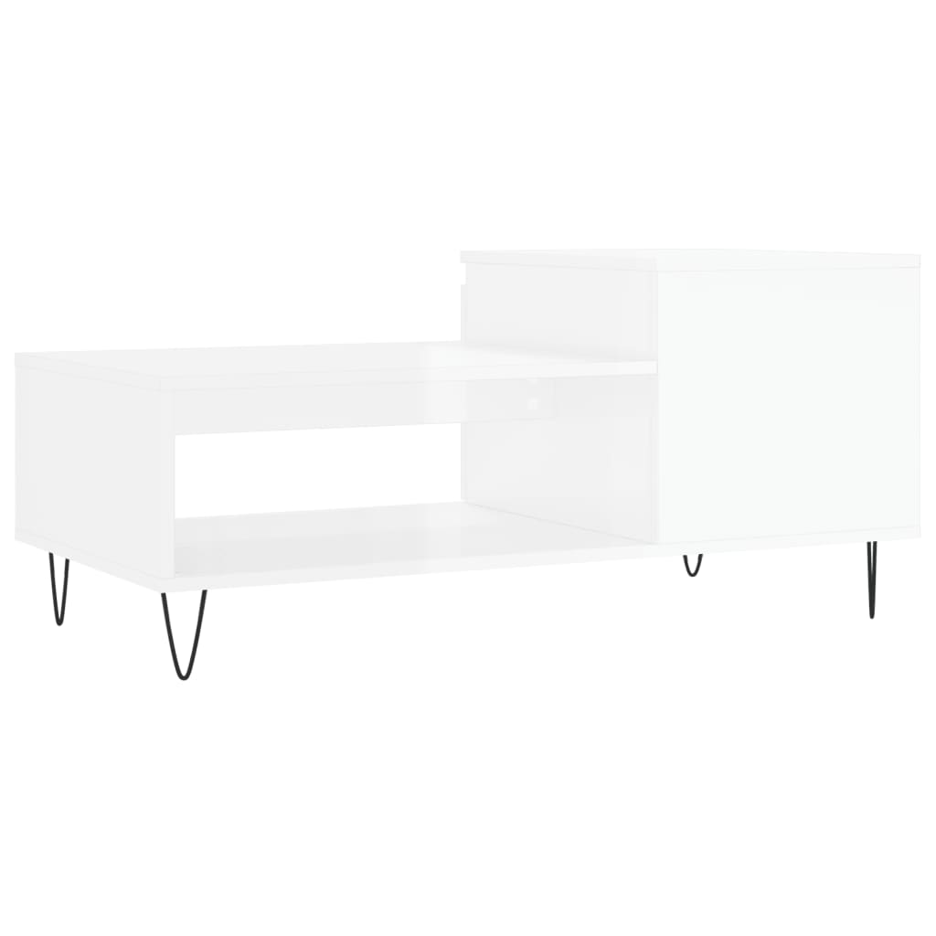 vidaXL magasfényű fehér szerelt fa dohányzóasztal 100 x 50 x 45 cm