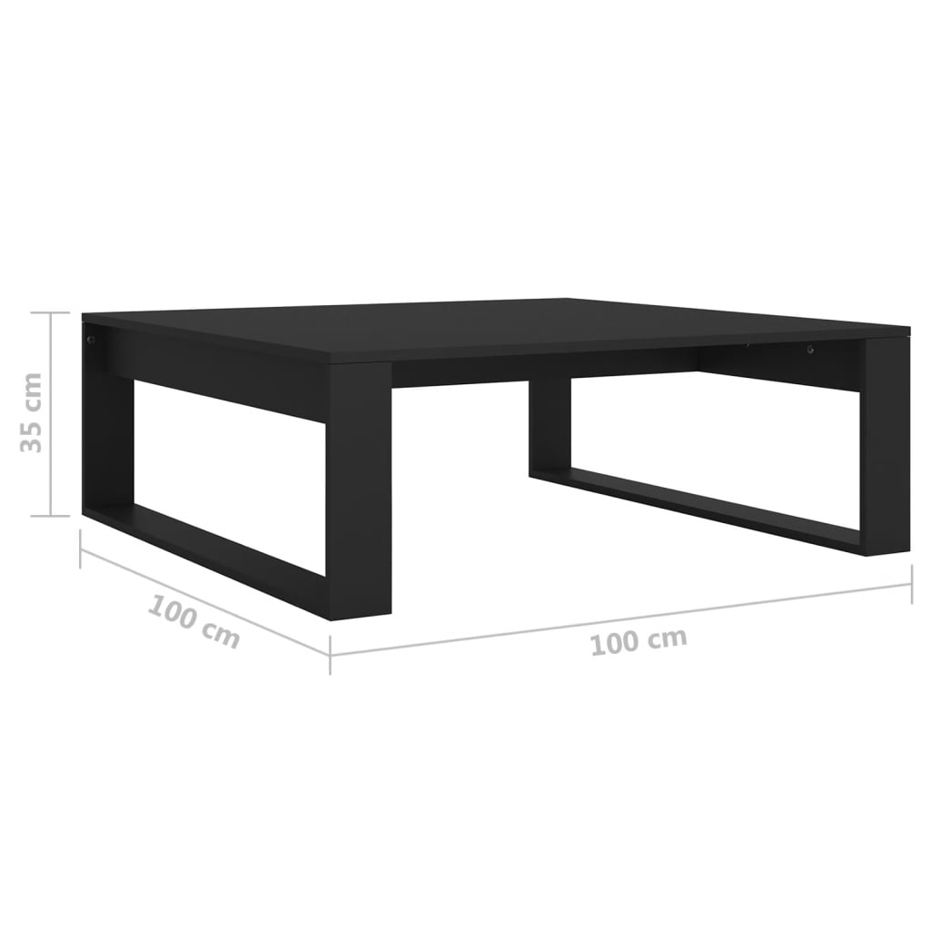 vidaXL fekete forgácslap dohányzóasztal 100 x 100 x 35 cm