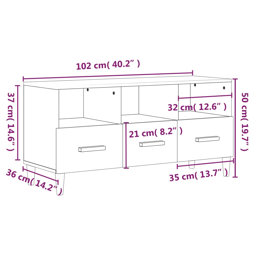 vidaXL szürke sonoma színű szerelt fa TV-szekrény 120 x 36 x 50 cm
