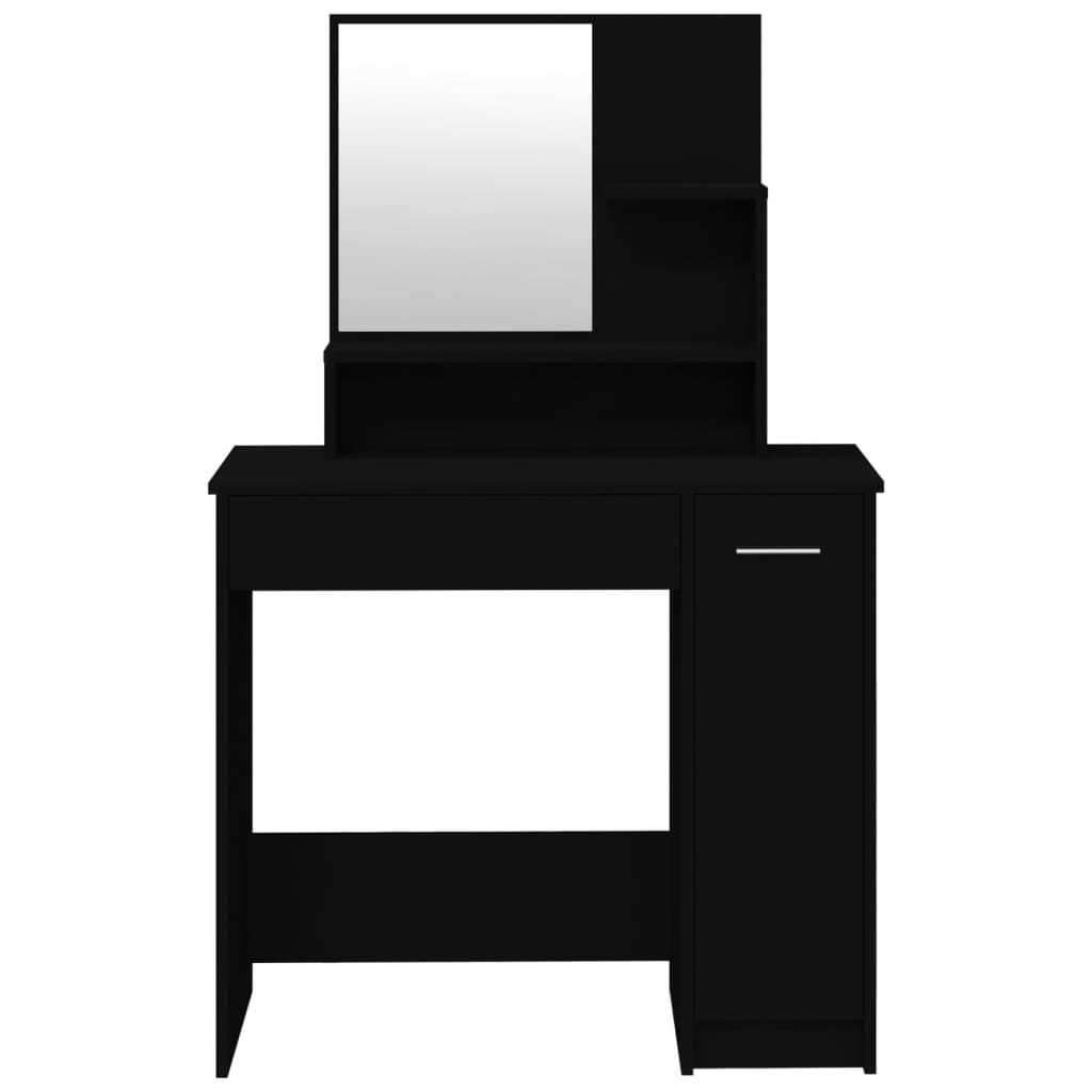 vidaXL fekete tükrös fésülködőasztal 86,5 x 35 x 136 cm