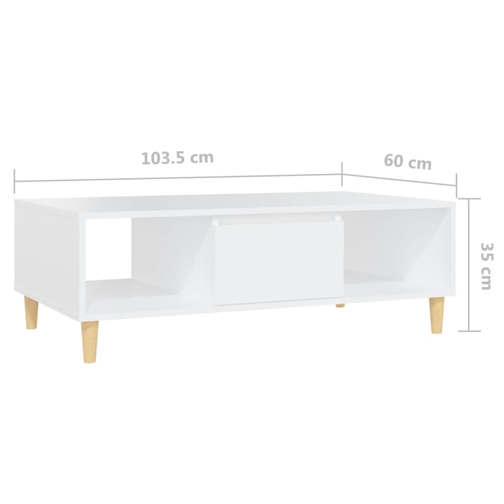 vidaXL fehér forgácslap dohányzóasztal 103,5 x 60 x 35 cm