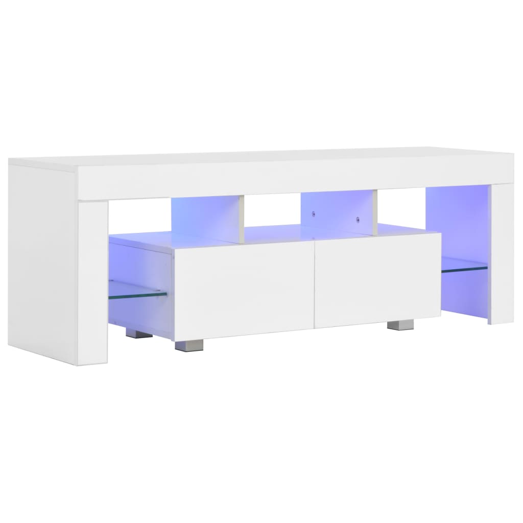 vidaXL magasfényű fehér TV-szekrény LED-lámpákkal 130 x 35 x 45 cm