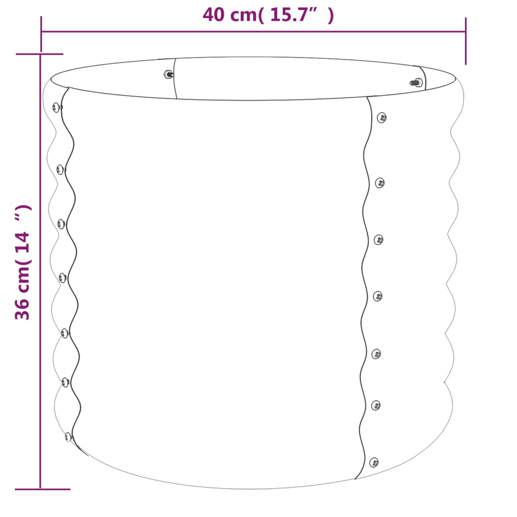 vidaXL antracitszürke porszórt acél kerti ültetőláda 40 x 40 x 36 cm