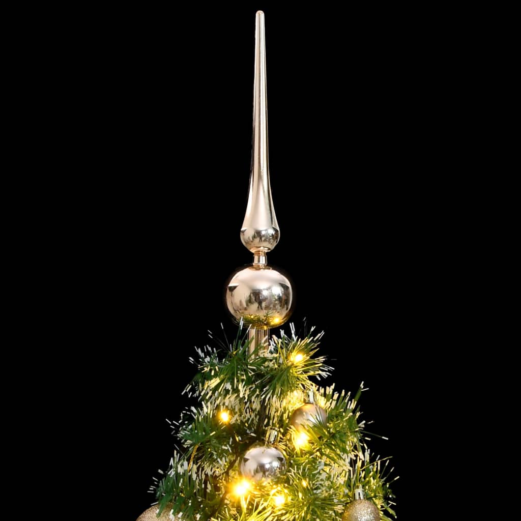 vidaXL műkarácsonyfa 150 LED-del, gömbszettel és hópehellyel 150 cm