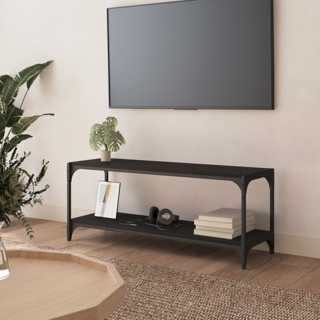 vidaXL fekete szerelt fa és acél TV-szekrény 100 x 33 x 41 cm