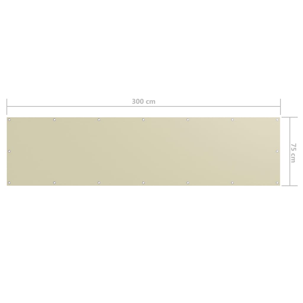 vidaXL krémszínű oxford-szövet erkélynapellenző 75 x 300 cm