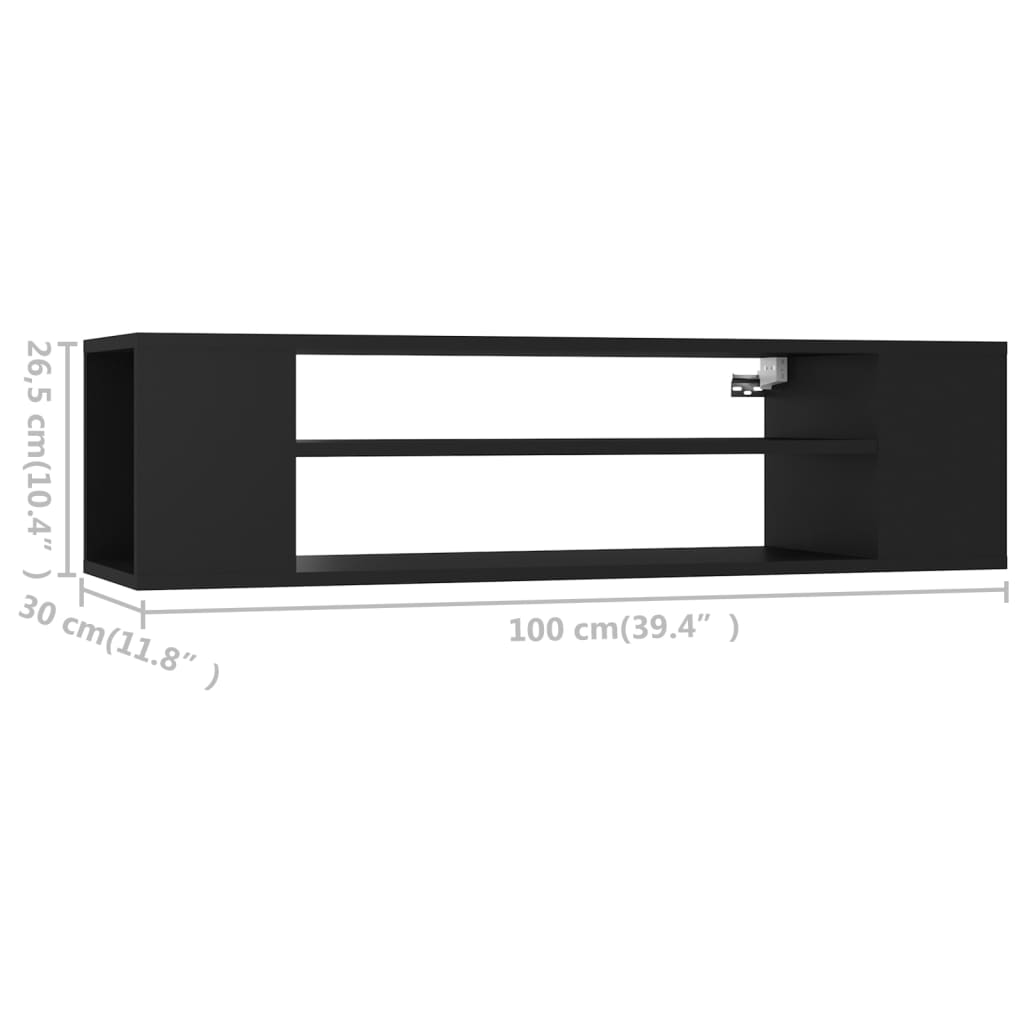 vidaXL fekete forgácslap függő TV -szekrény 100 x 30 x 26,5 cm