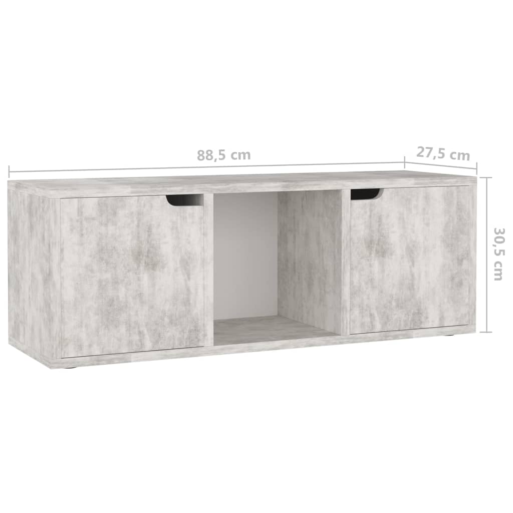 vidaXL betonszürke forgácslap TV-szekrény 88,5 x 27,5 x 30,5 cm