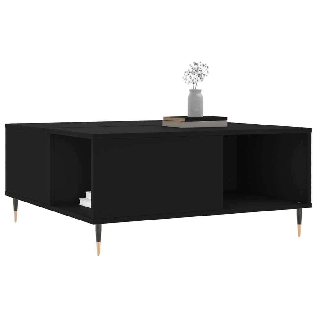 vidaXL fekete szerelt fa dohányzóasztal 80x80x36,5 cm