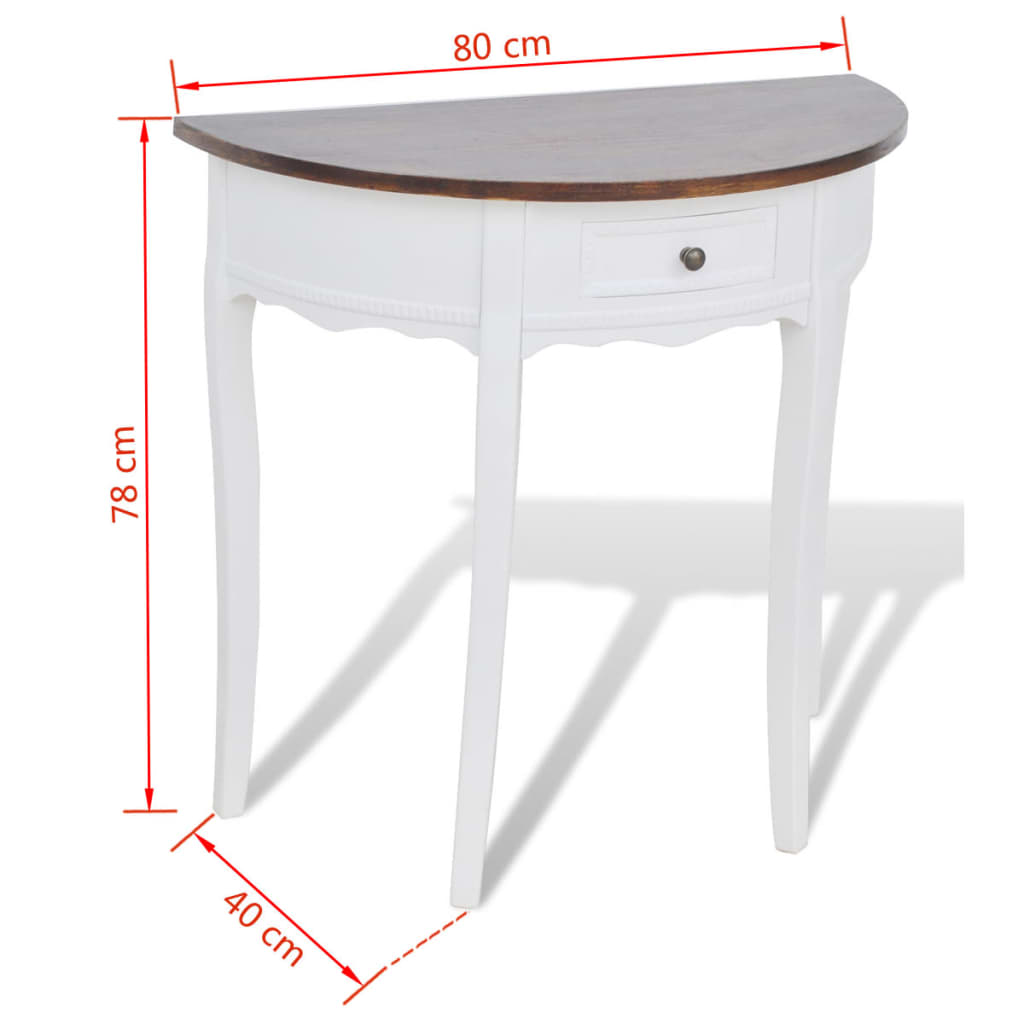 vidaXL félkör alakú, fiókos tálalóasztal barna asztallappal