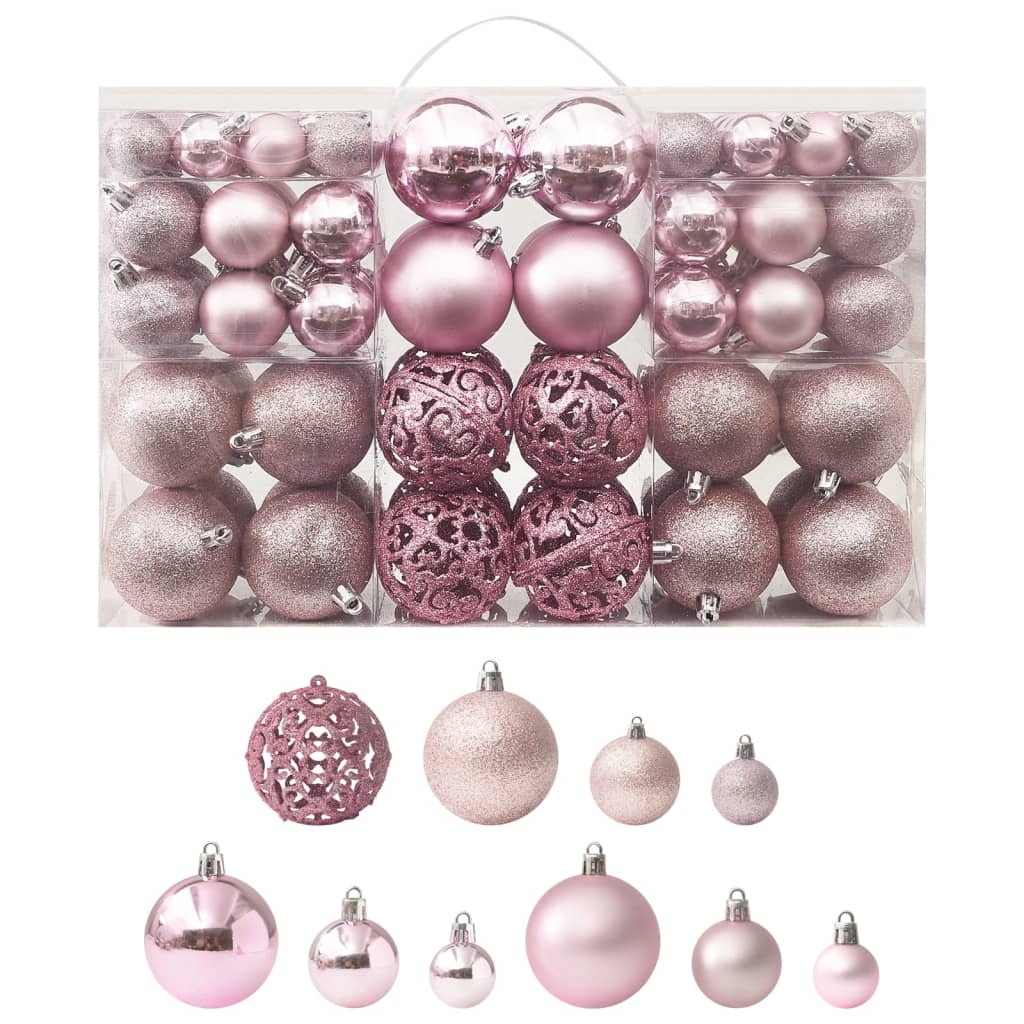 vidaXL 100 darabos rózsaszín karácsonyi gömbkészlet