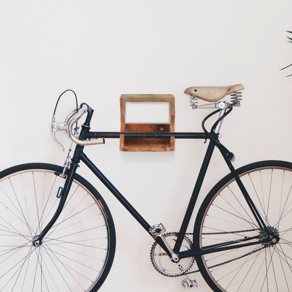 vidaXL falra szerelhető újrahasznosított fa kerékpártartó 35x25x25 cm