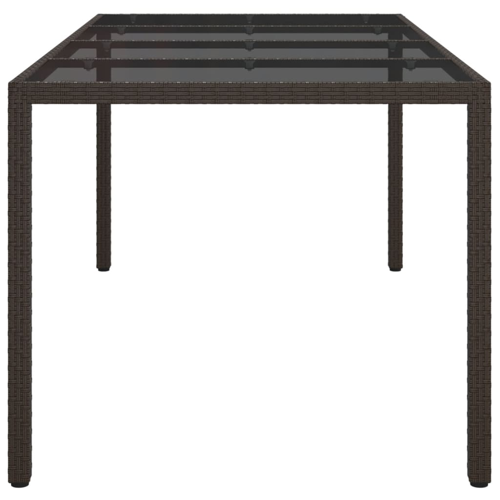 vidaXL barna polyrattan és edzett üveg kerti asztal 190 x 90 x 75 cm