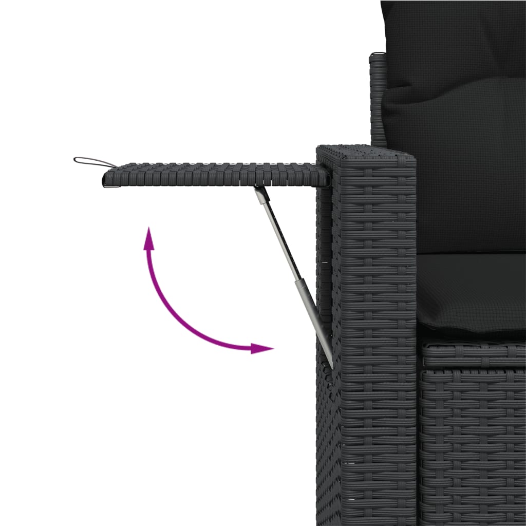 vidaXL 7 részes fekete polyrattan kerti ülőgarnitúra párnával
