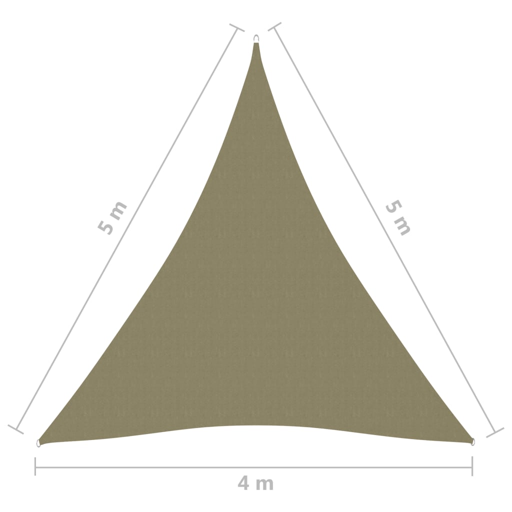 vidaXL bézs háromszög alakú oxford-szövet napvitorla 4 x 5 x 5 m