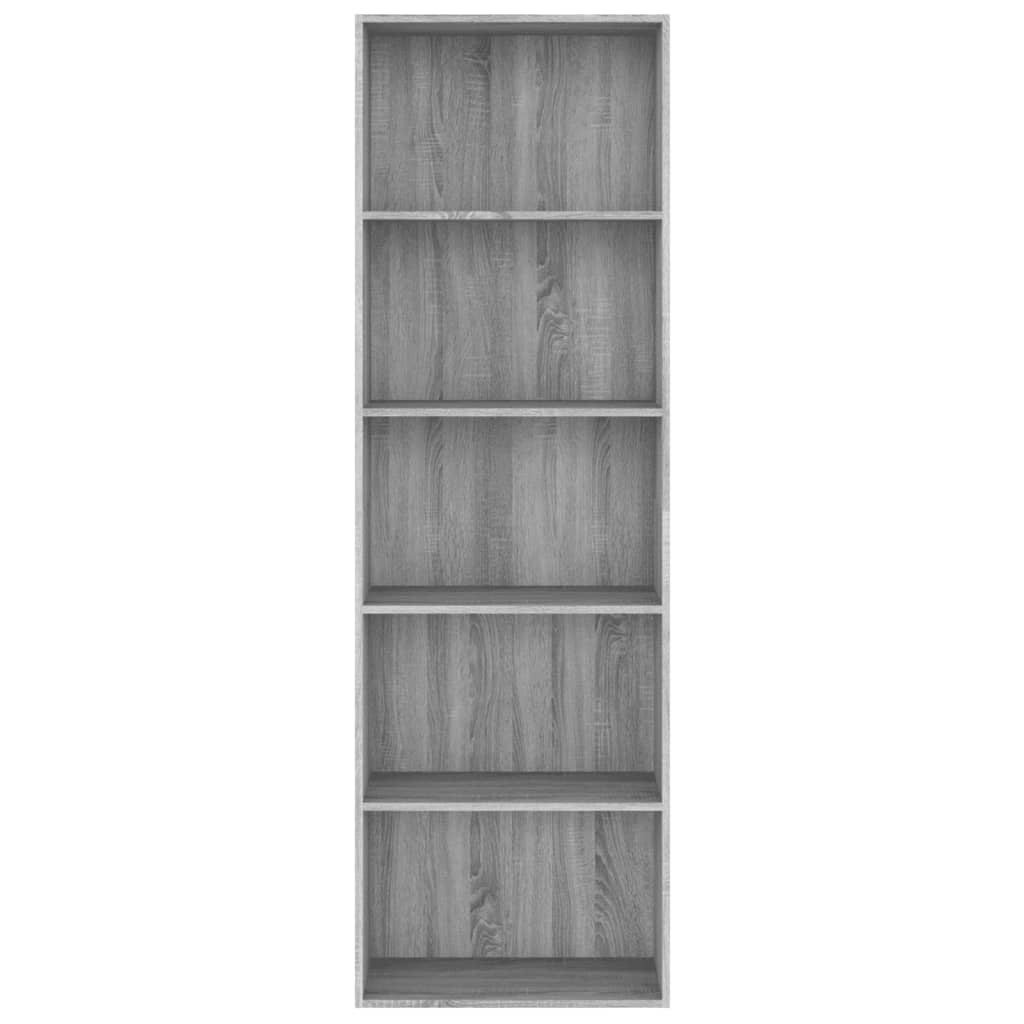 vidaXL 5-szintes szürke sonoma szerelt fa könyvszekrény 60x30x189 cm
