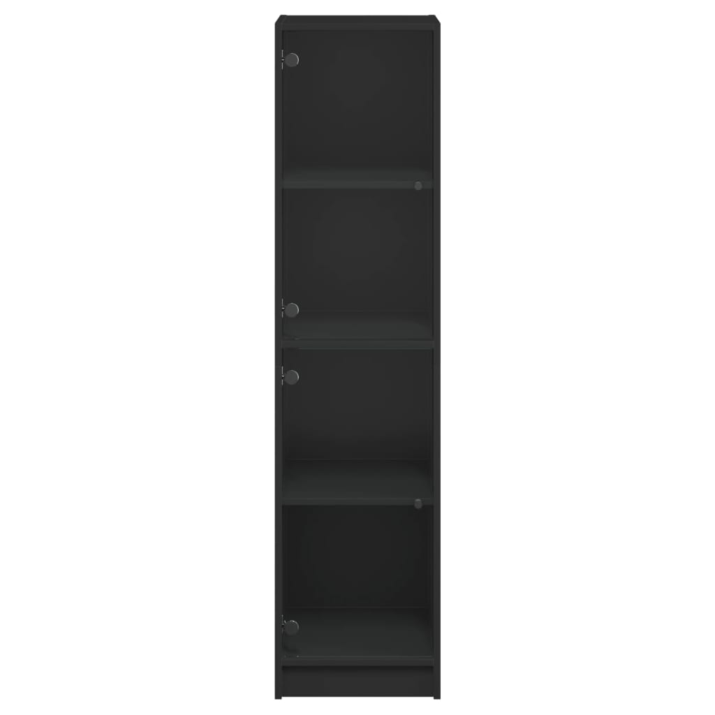 vidaXL fekete magasszekrény üvegajtókkal 35 x 37 x 142 cm