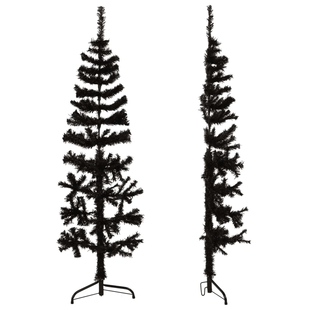 vidaXL fekete vékony fél műkarácsonyfa állvánnyal 120 cm
