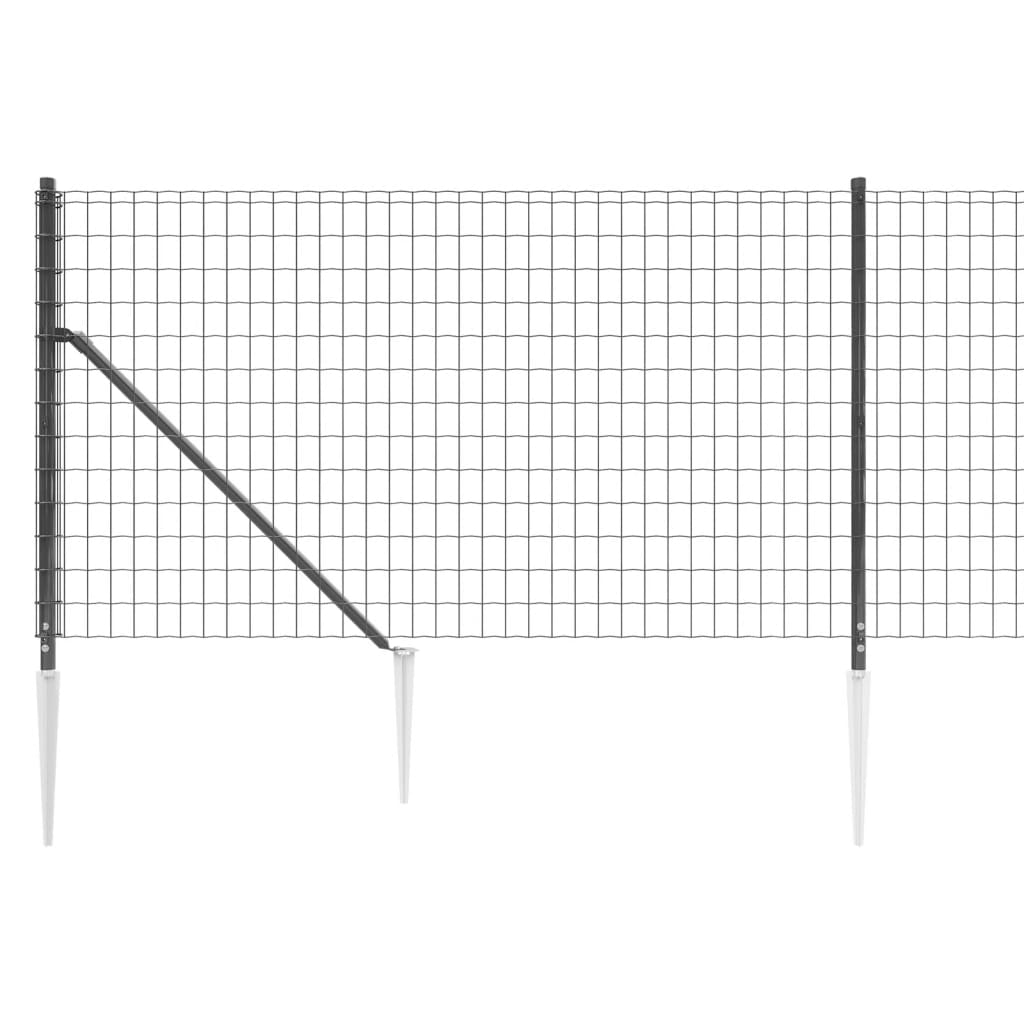 vidaXL antracitszürke dróthálós kerítés cövekekkel 0,8x25 m