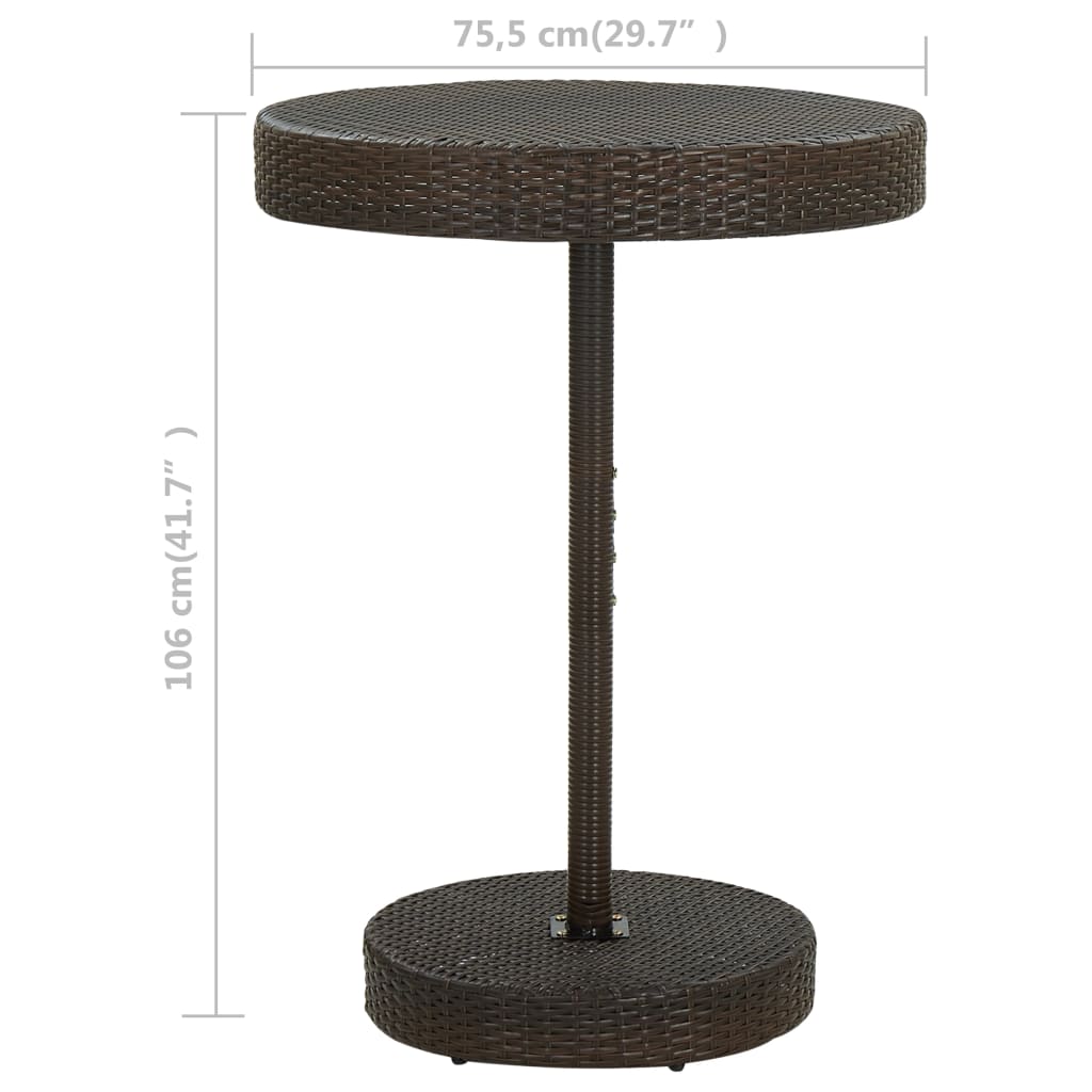 vidaXL barna polyrattan kerti asztal 75,5 x 106 cm