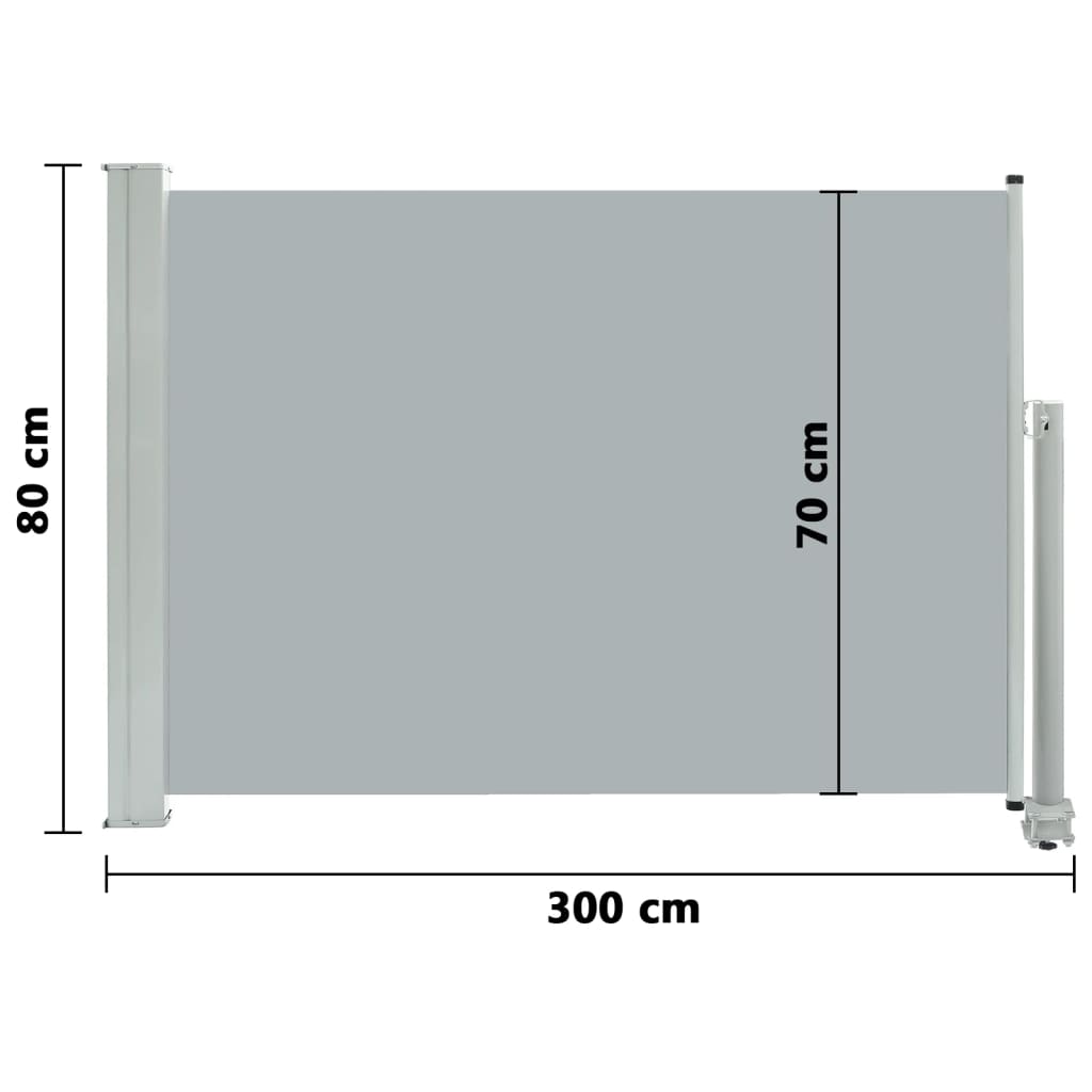 vidaXL szürke kihúzható oldalsó terasz napellenző 80 x 300 cm