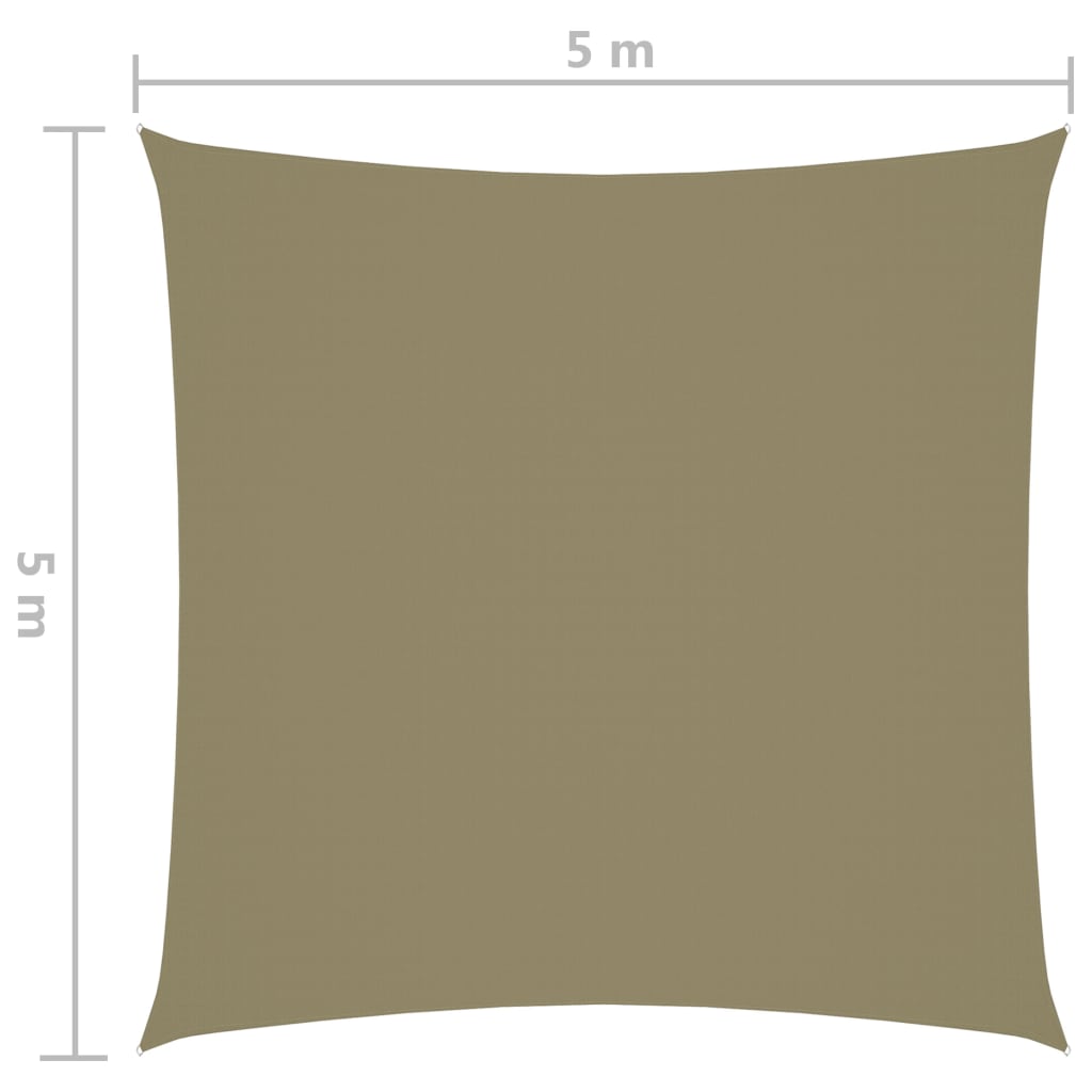 vidaXL bézs négyzet alakú oxford-szövet napvitorla 5 x 5 m