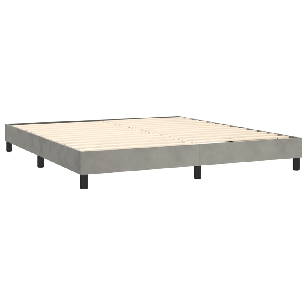 vidaXL világosszürke bársony rugós ágy matraccal 180x200 cm
