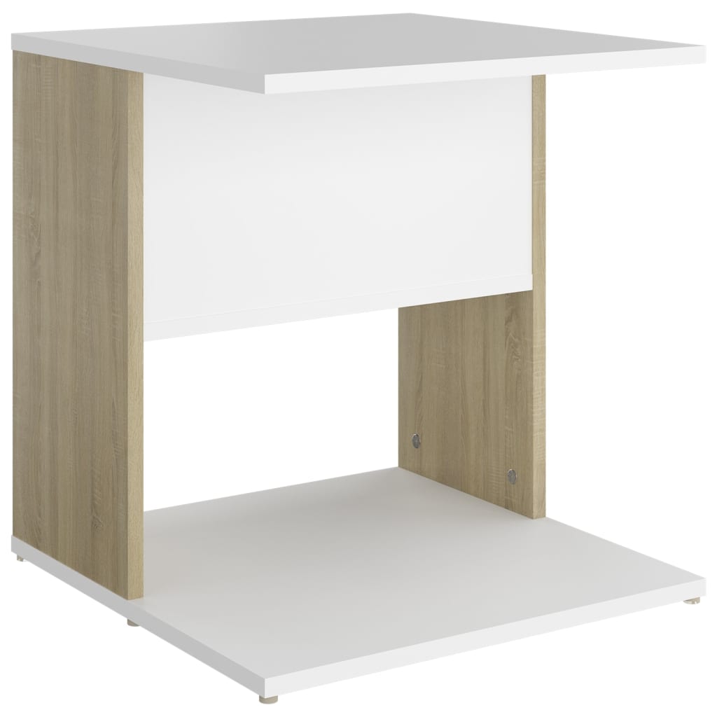 vidaXL fehér-sonoma színű forgácslap kisasztal 45 x 45 x 48 cm
