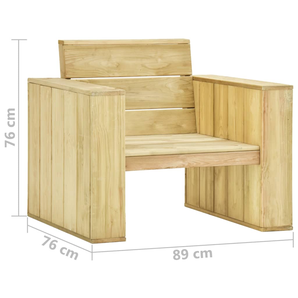 vidaXL 2 db impregnált fenyőfa kerti szék levélmintás párnákkal
