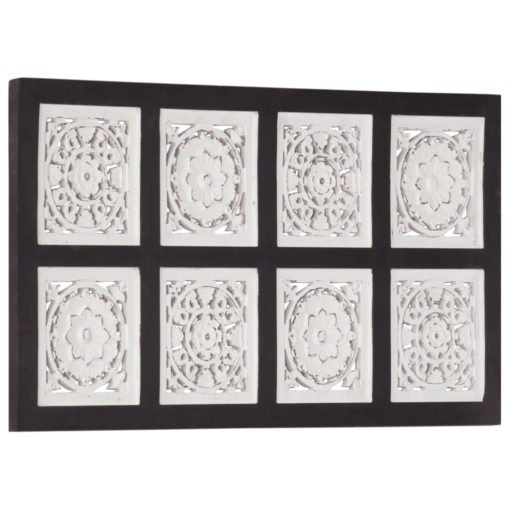 vidaXL fekete és fehér kézzel faragott fali panel MDF 40 x 80 x 1,5 cm